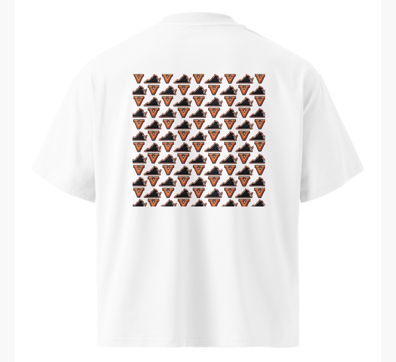 Virginia V Monogram Pattern T-Shirt — white, back