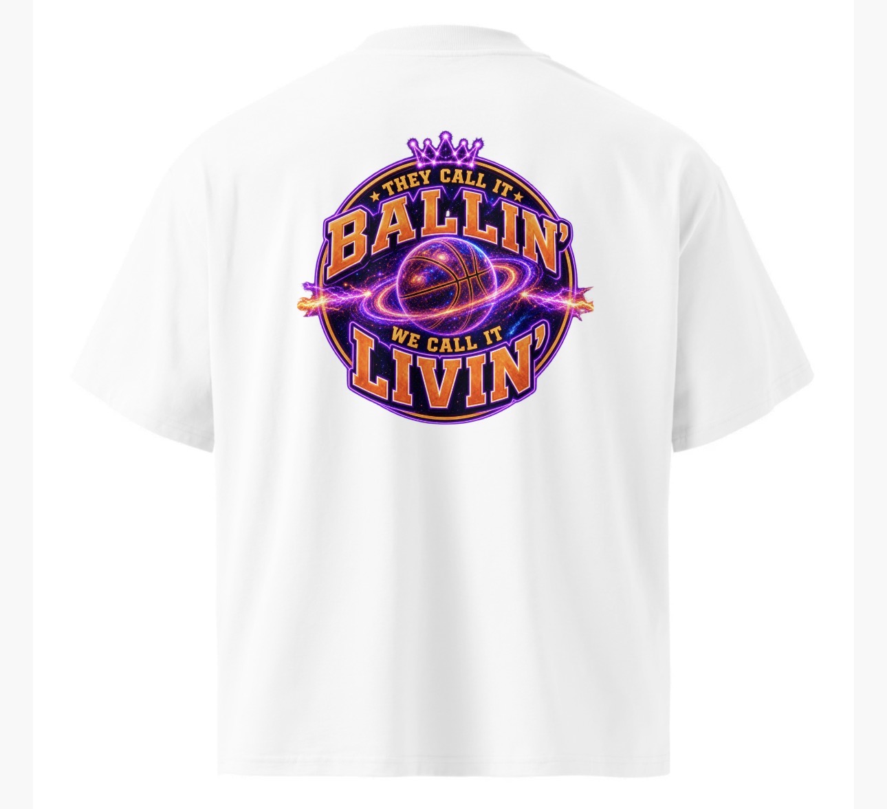 Ballin' Livin' Galaxy Tee — white, back