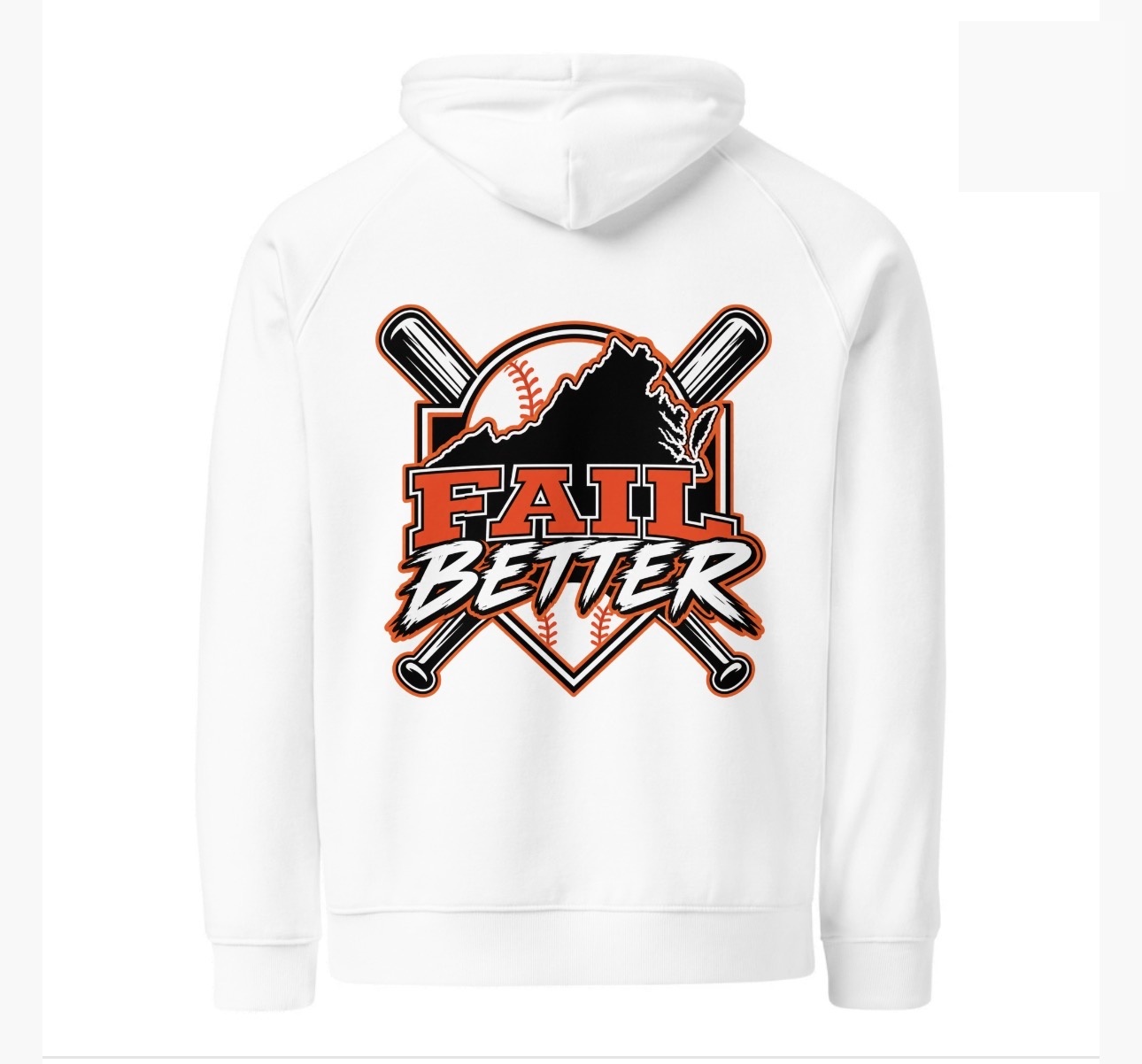 Virginia + Fail Better Hoodie — white, back