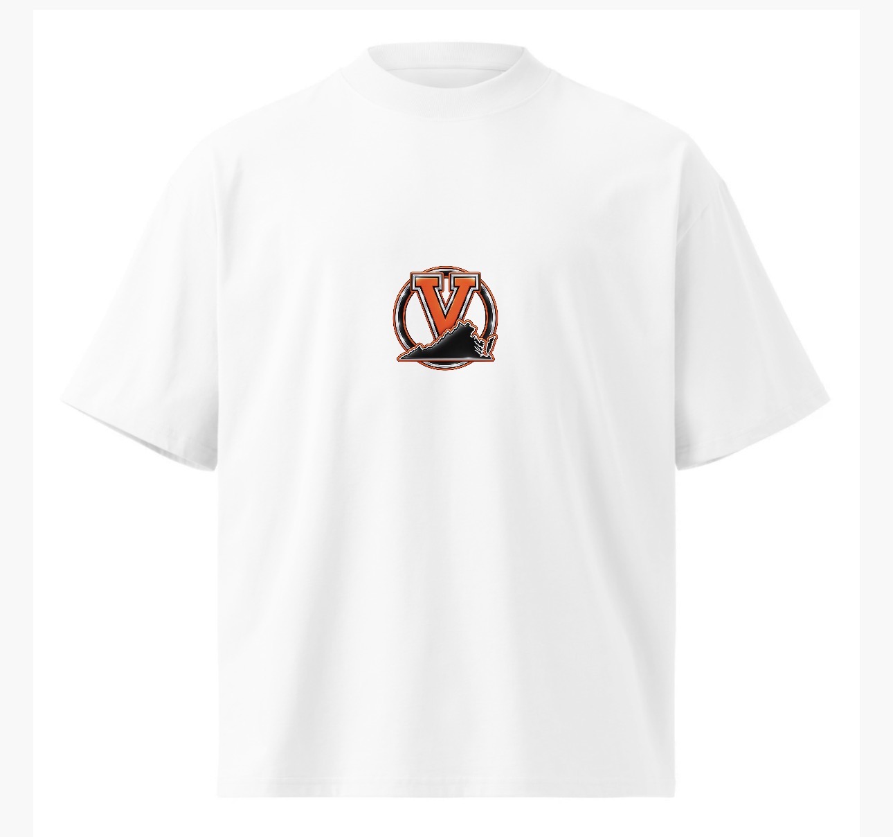 Circular V + Virginia T-Shirt — white, front