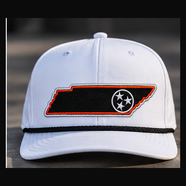 White/Black C962 rope cap with embroidered Tennessee tri-star patch, front
