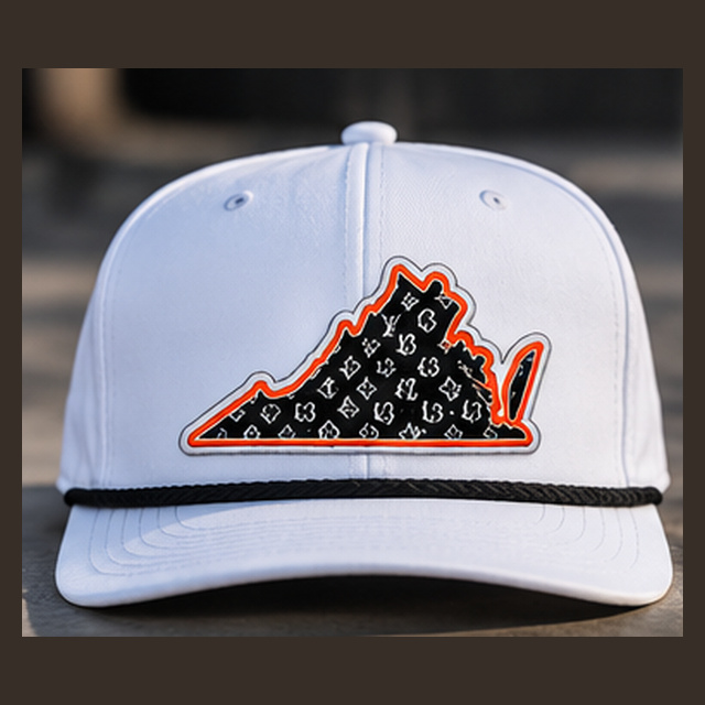 White/Black C962 rope cap with full-color Virginia patch, front