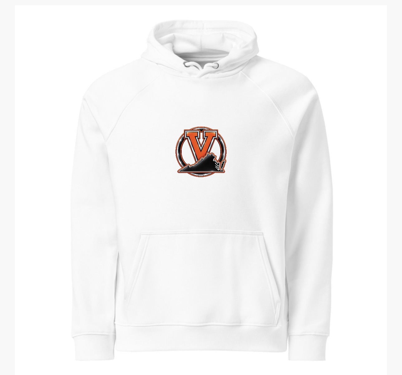 Circular V + Virginia Hoodie — white, front
