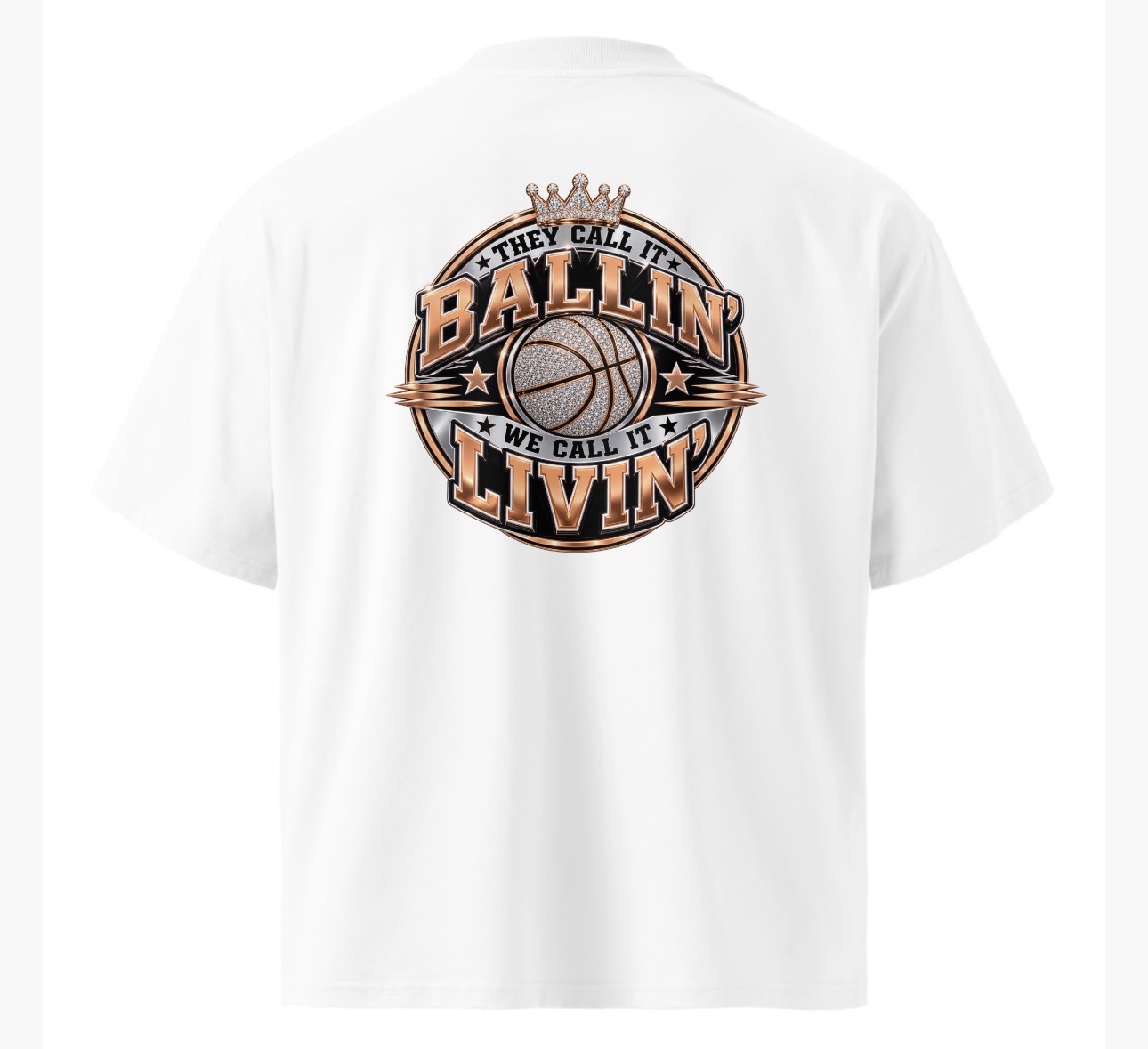 Ballin' Livin' Diamond Tee — white, back