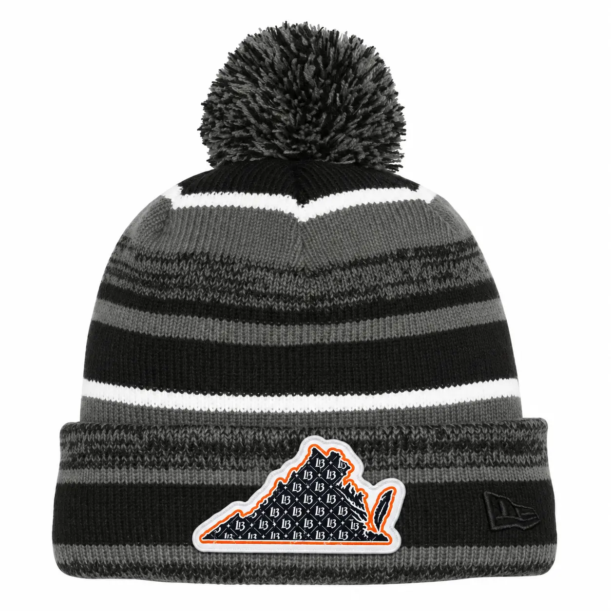 Black/Graphite New Era Sideline beanie with Virginia L13 monogram patch
