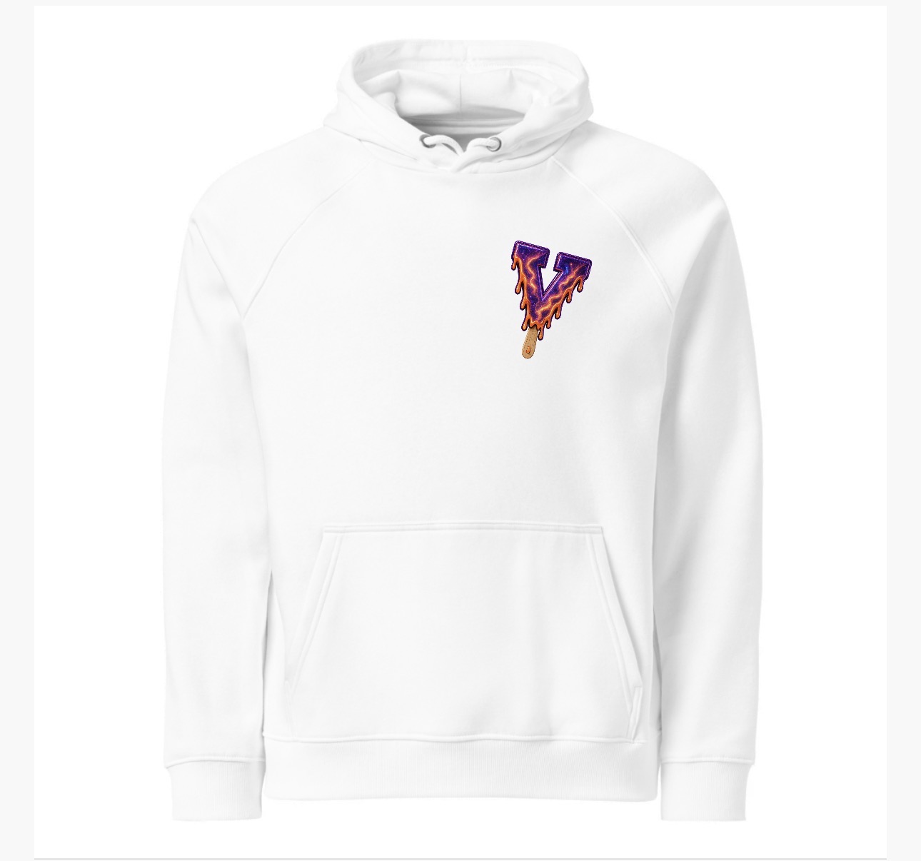 Galaxy Drip V Hoodie — white, front