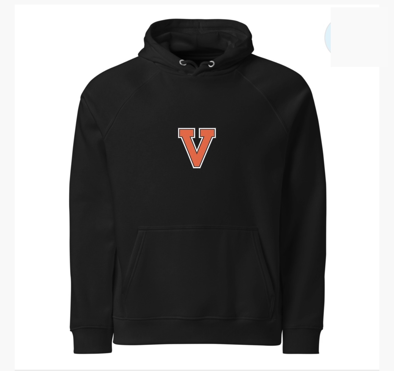 V-Only Hoodie — black, front