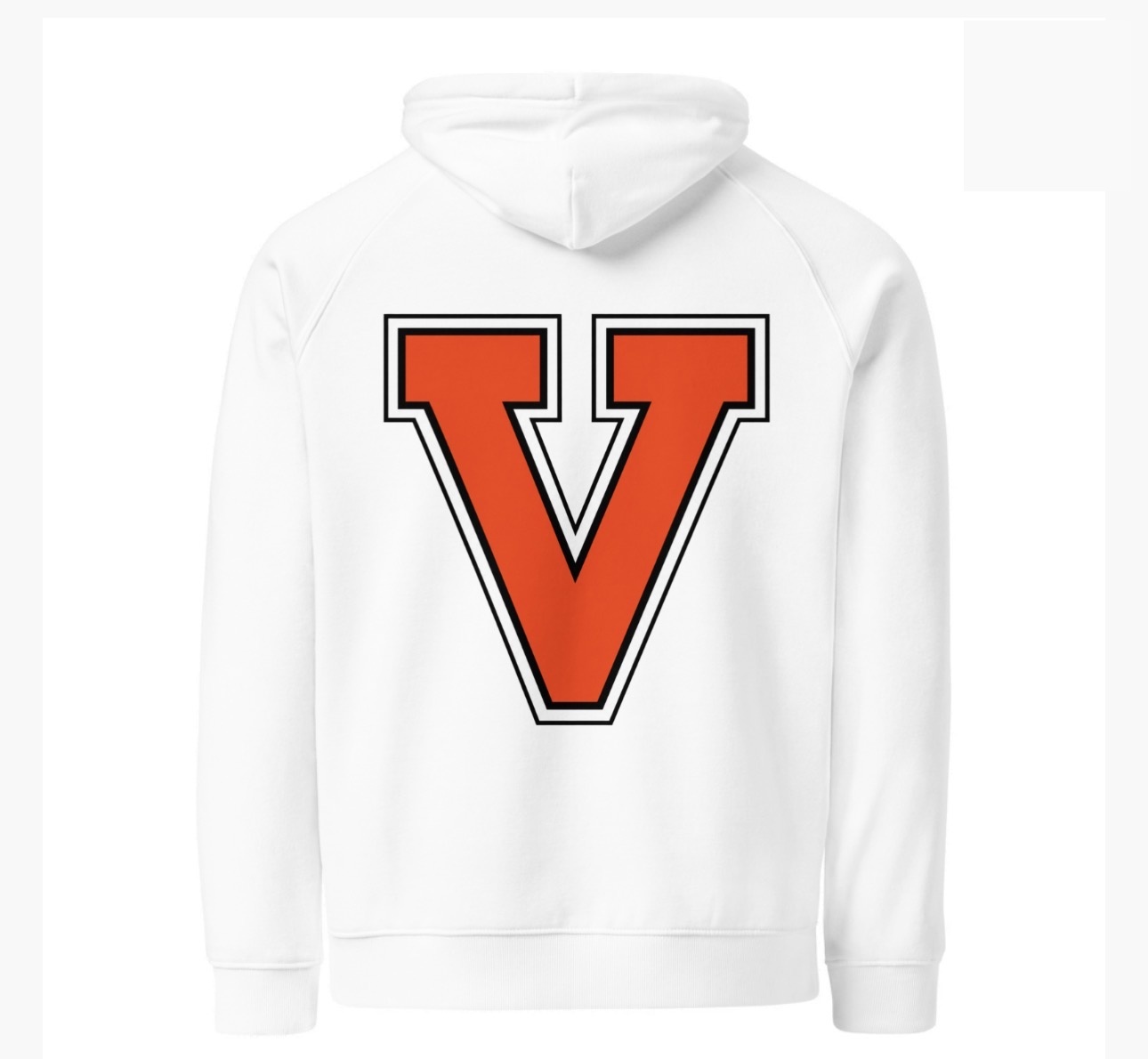 V-Only Hoodie — white, back