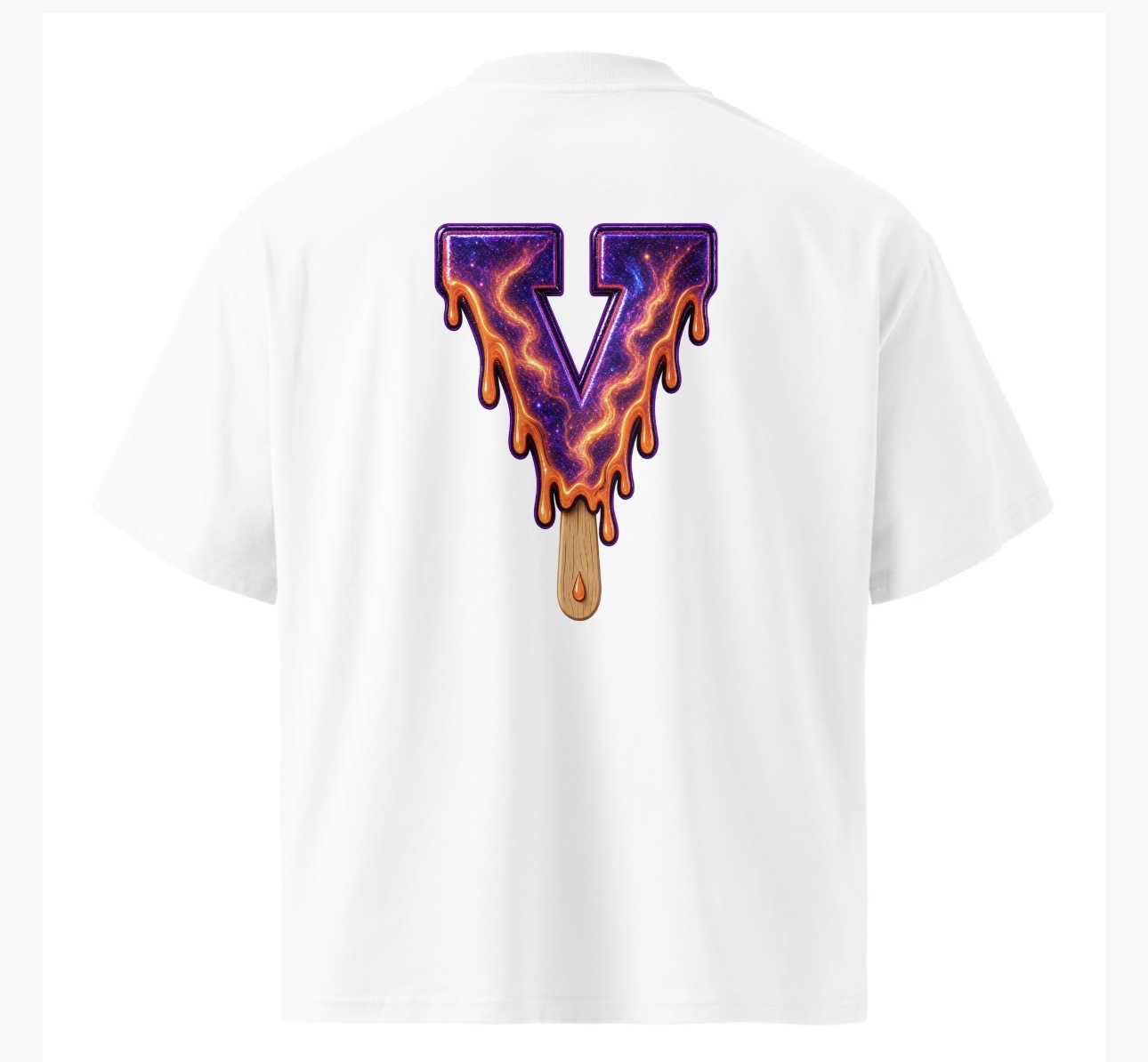 Galaxy Drip V T-Shirt — white, back