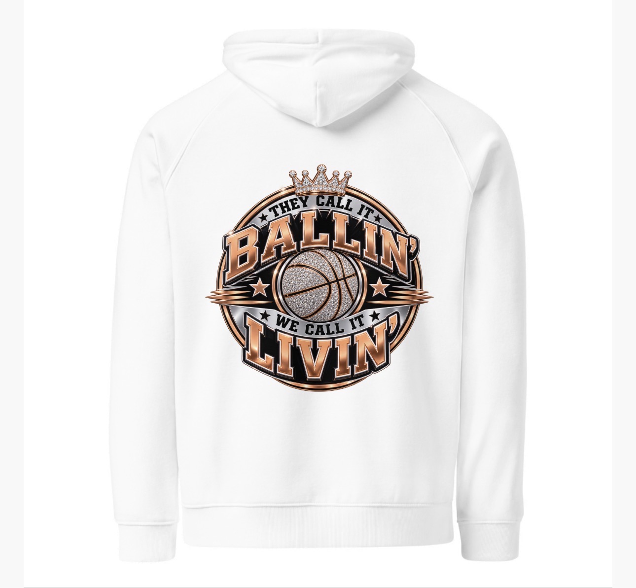 Ballin' Livin' Diamond Hoodie — white, back