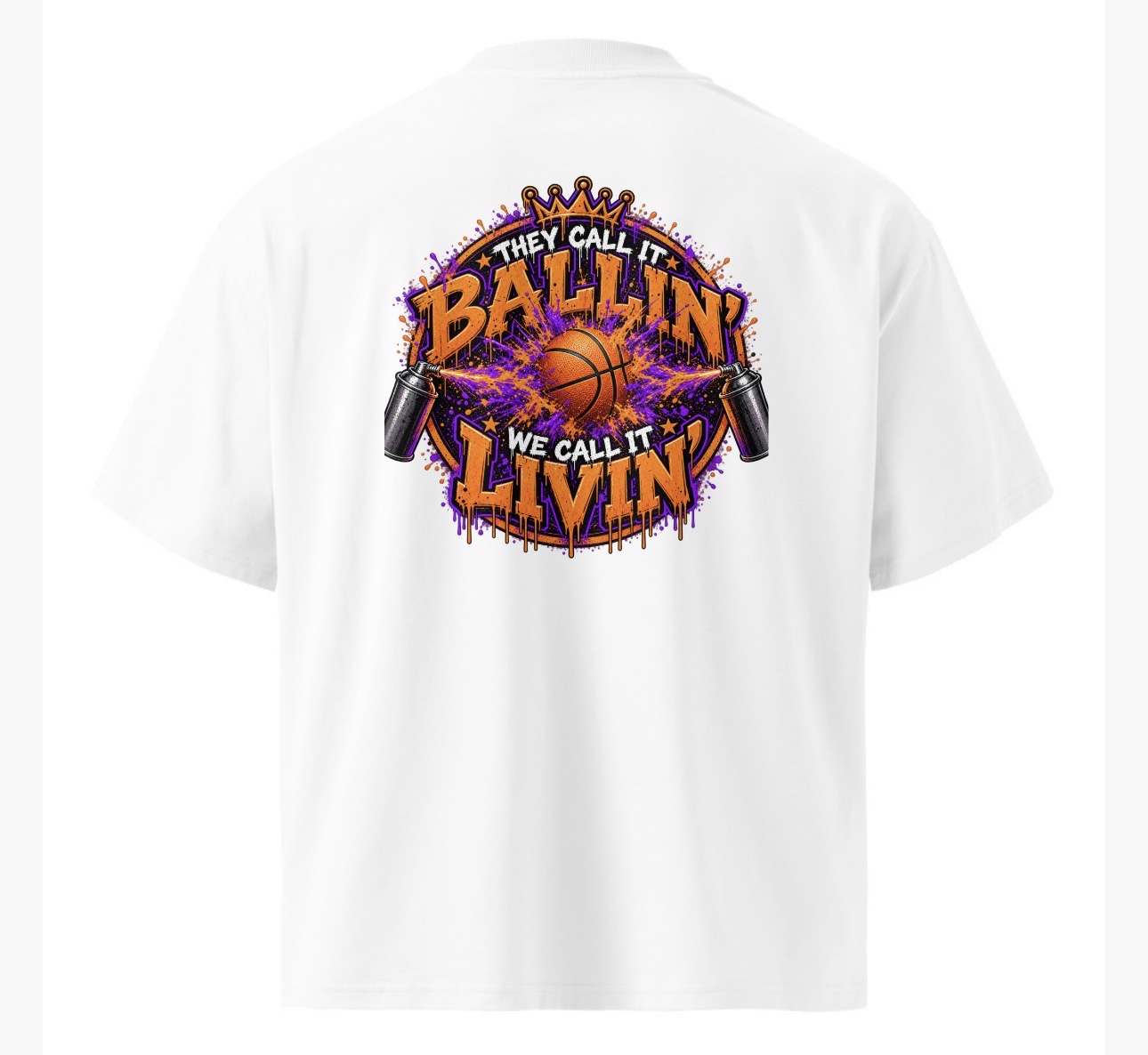 Ballin' Livin' Splatter T-Shirt — white, back
