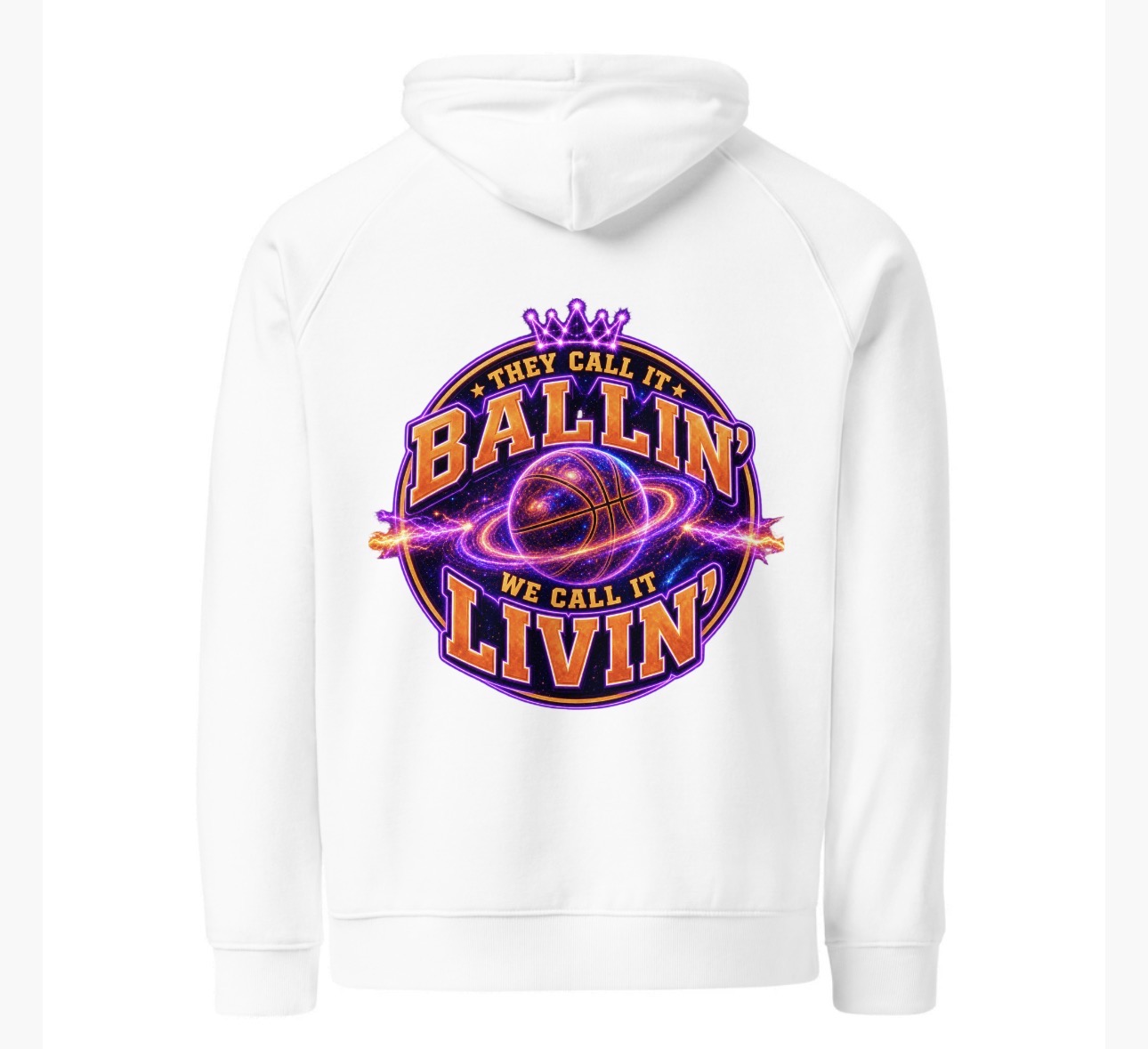 Ballin' Livin' Galaxy Hoodie — white, back