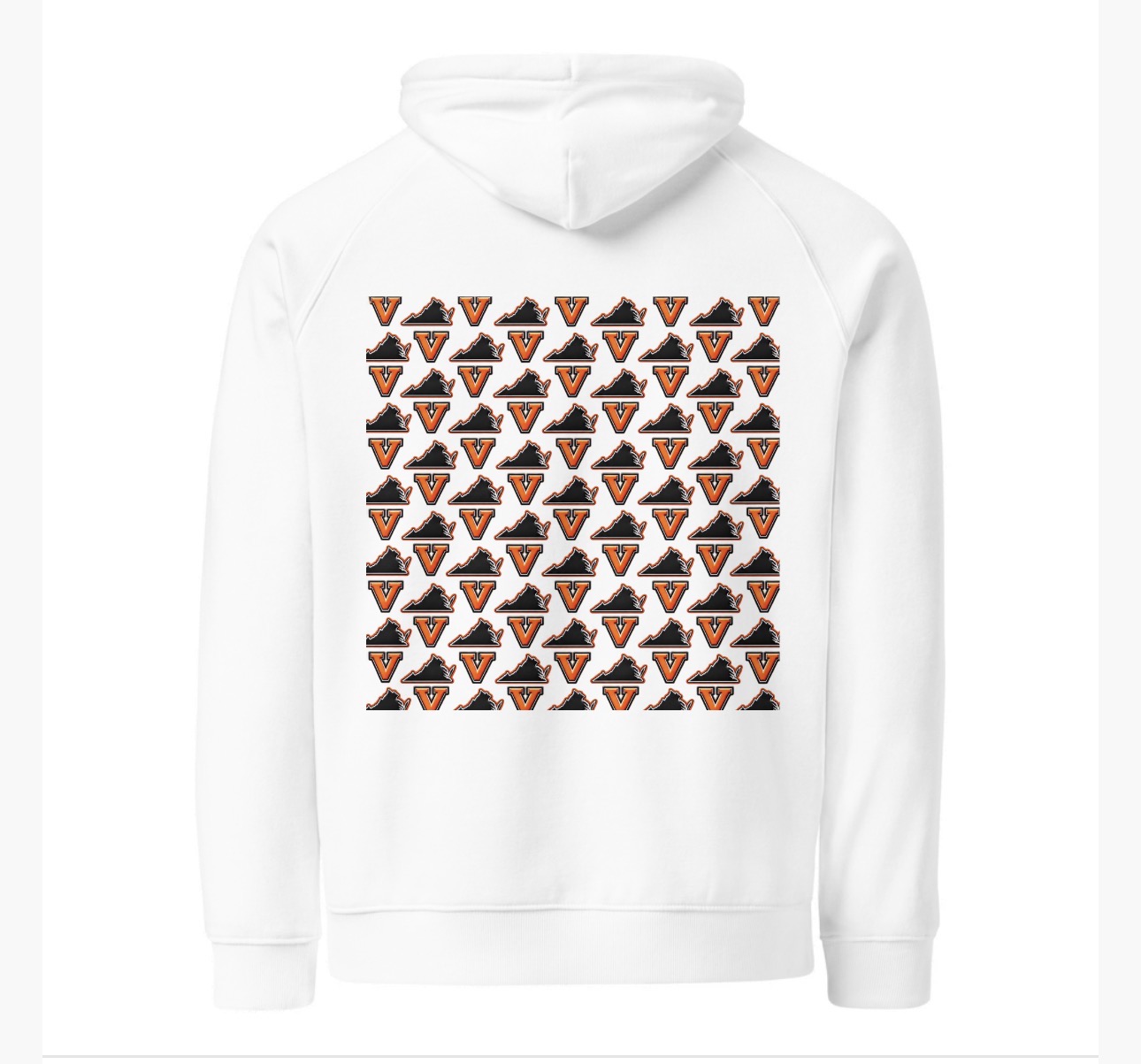 Virginia V Monogram Pattern Hoodie — white, back