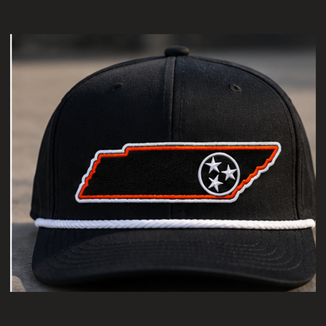 Black/White C962 rope cap with embroidered Tennessee tri-star patch, front