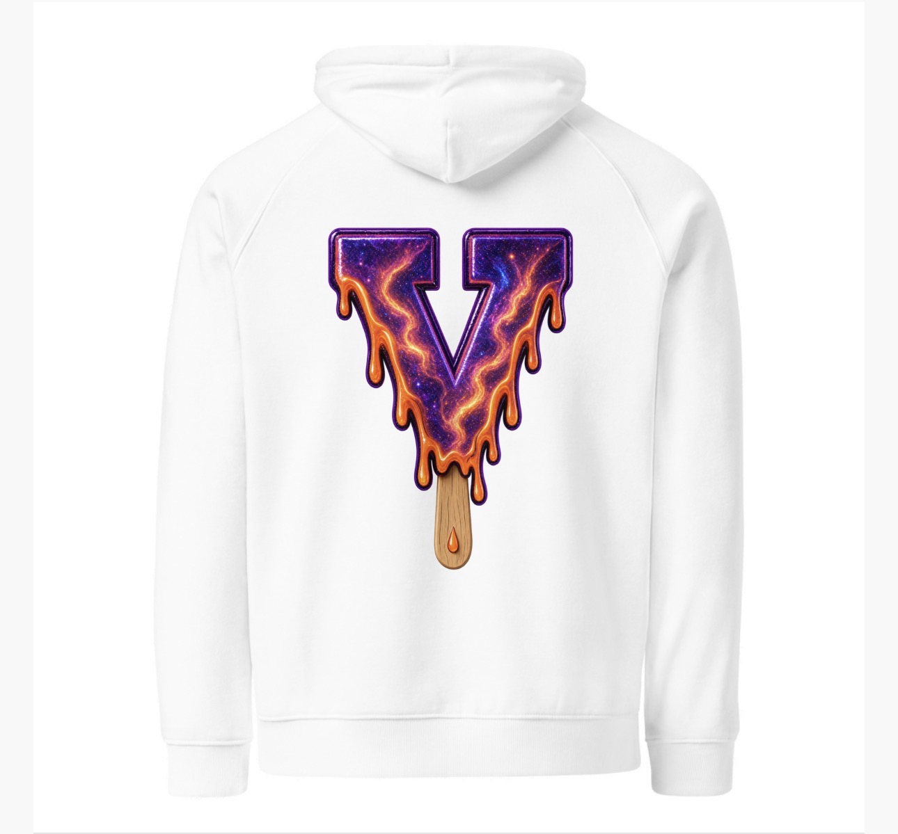 Galaxy Drip V Hoodie — white, back