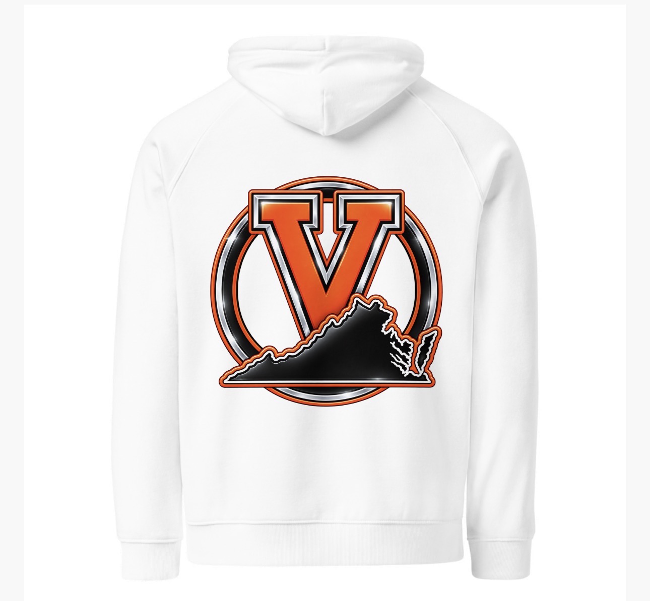 Circular V + Virginia Hoodie — white, back
